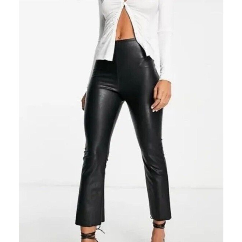 Commando Black Faux Leather Flare Ankle Crop Legging Pants Size XL